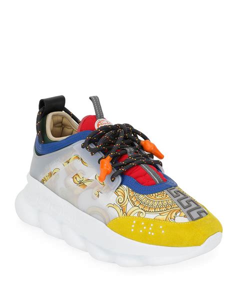 versace chain reaction sneaker white on feet|authentic Versace chain reaction sneakers.